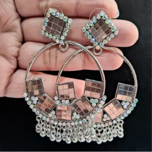 Women's Silver Color Oxidised Earrings