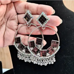 Women's Black Color Oxidised Earrings