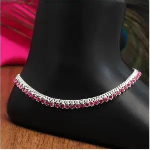 Women's Rani Color Rhinestone Anklets (Free Size: Upto 10")