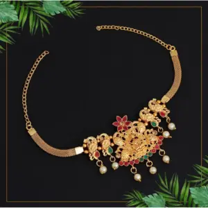 Women's Maroon & Green Color Glass Stone Bajuband Adjustable Chain