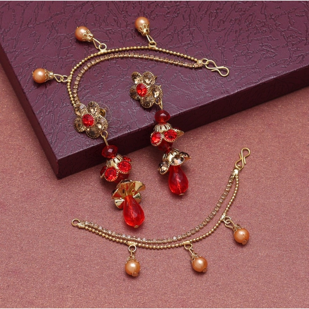 Women's Red Color Bahubali Earrings