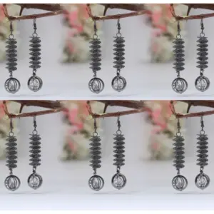 Women's Black Color Antique Earrings Combo Of 6 Pairs