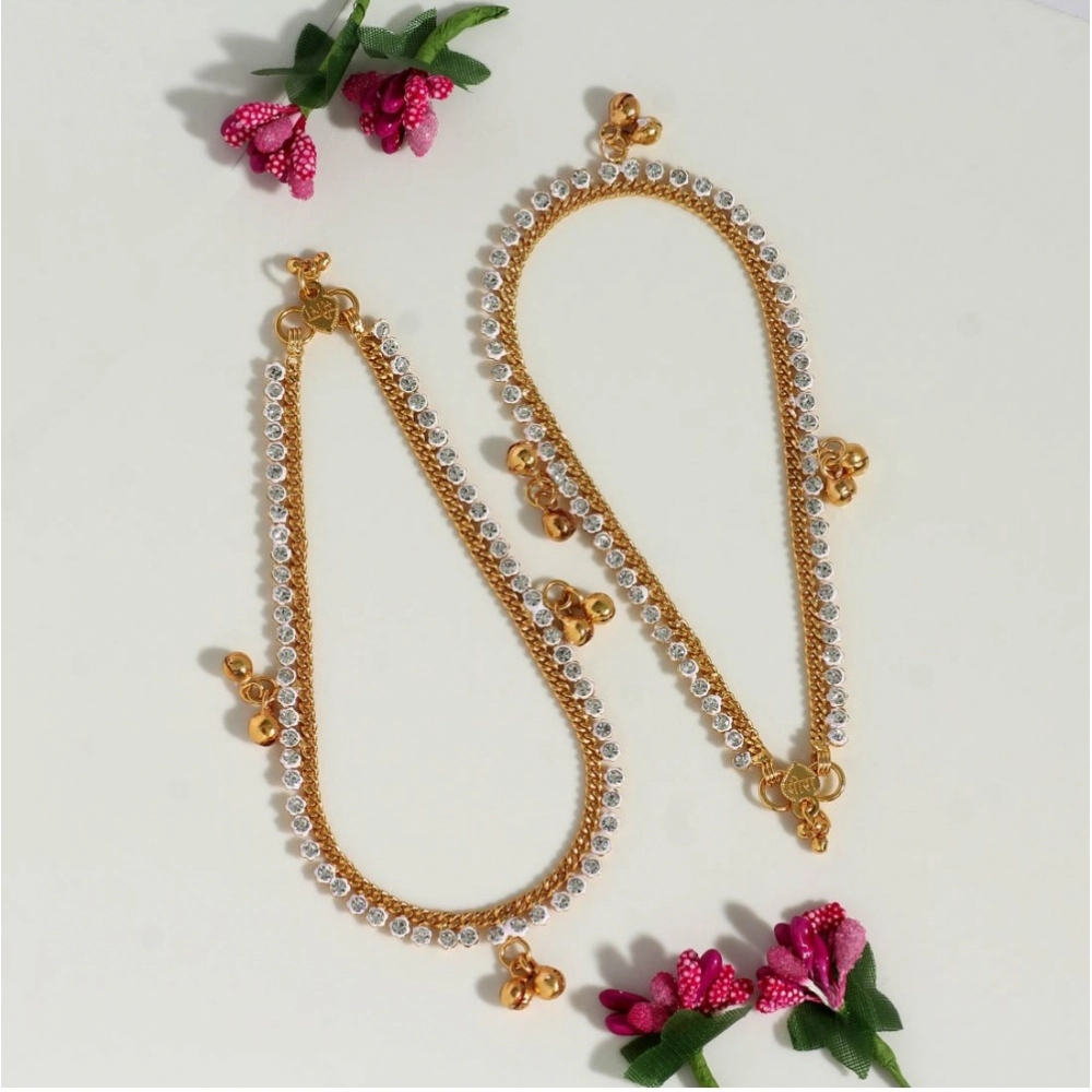 Women's White Color Rhinestone Anklets (Free Size: Upto 10") - Image 2