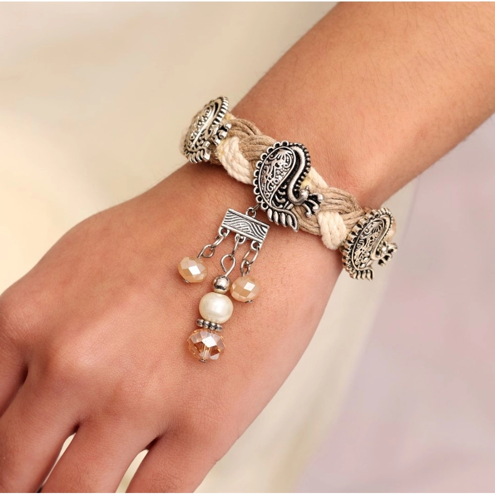 Women's Silver Color Oxidised Adjustable Bracelet - Image 3