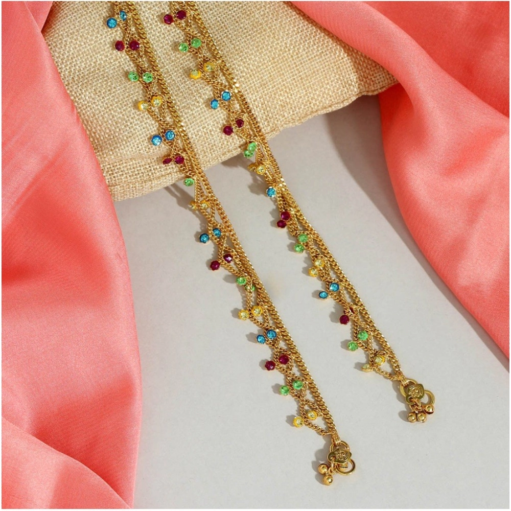 Women's Multi Color Rhinestone Anklets (Free Size: Upto 10") - Image 2