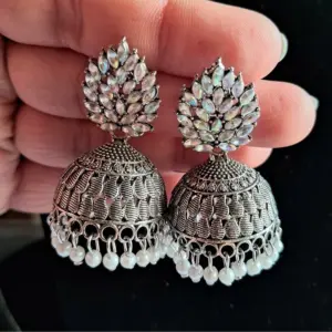 Women's Silver Color Oxidised Earrings