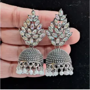 Women's Silver Color Oxidised Earrings
