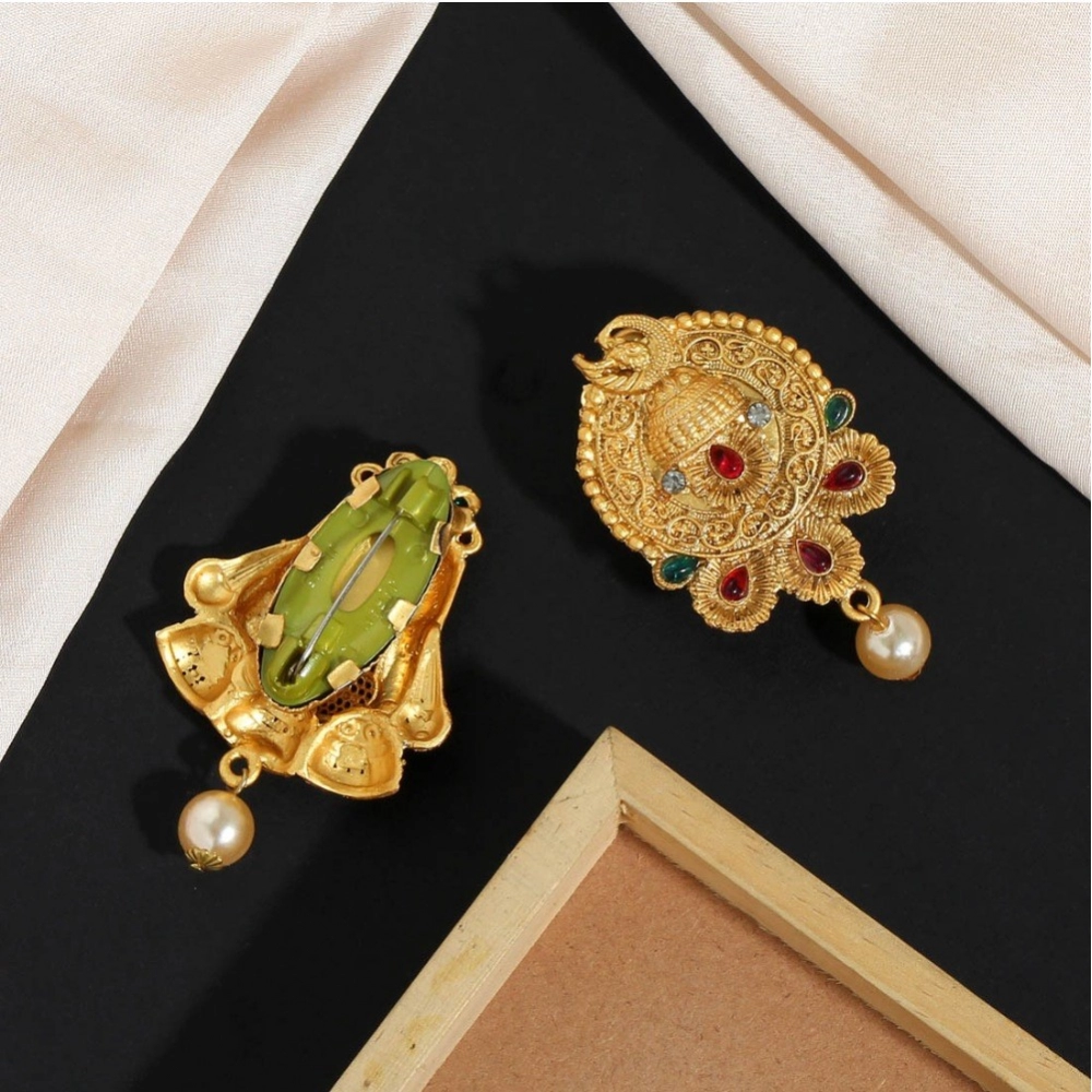 Women's Maroon & Green Color Use Burkha Pin & Dupatta / Saree Pin Combo Of 4 Piece - Image 2