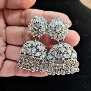 Women's Silver Color Oxidised Earrings