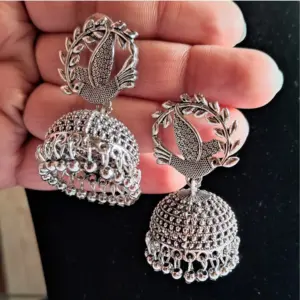 Women's Silver Color Oxidised Earrings