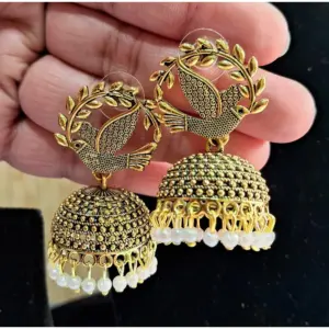 Women's Gold Color Oxidised Earrings