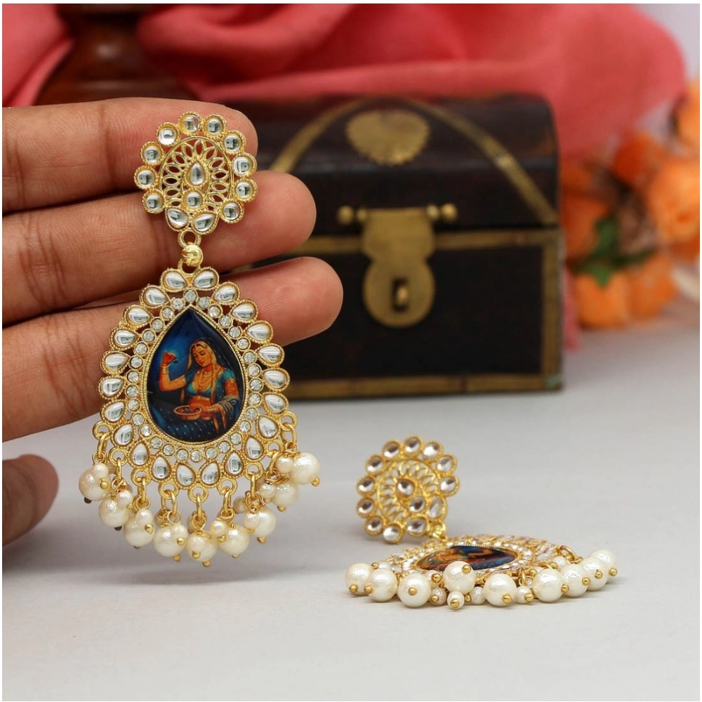 Women's Multi Color Kundan Kundan Earrings - Image 2