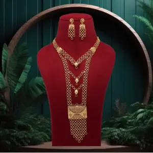 Women's Gold Color Gold Plated Necklace Set Adjustable Chain