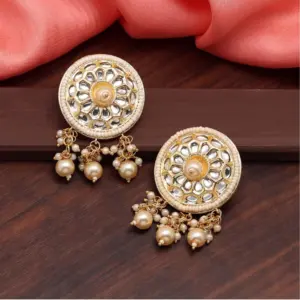 Women's Gold Color Kundan Earrings