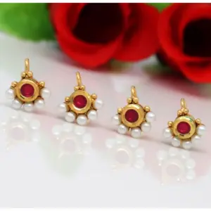 Women's Rani Color Kundan Nose Pin Combo Of 4 Pieces
