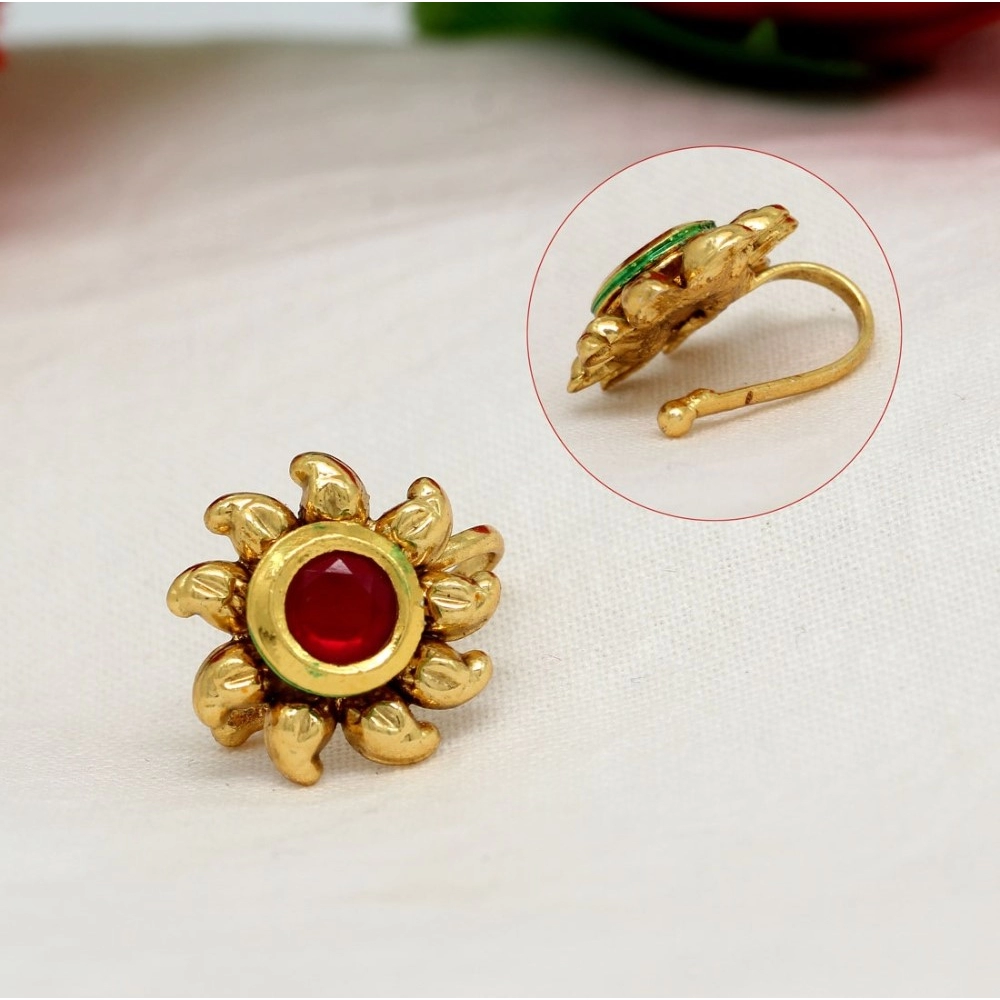 Women's Multi Color Kundan Nose Pin Combo Of 4 Pieces - Image 2