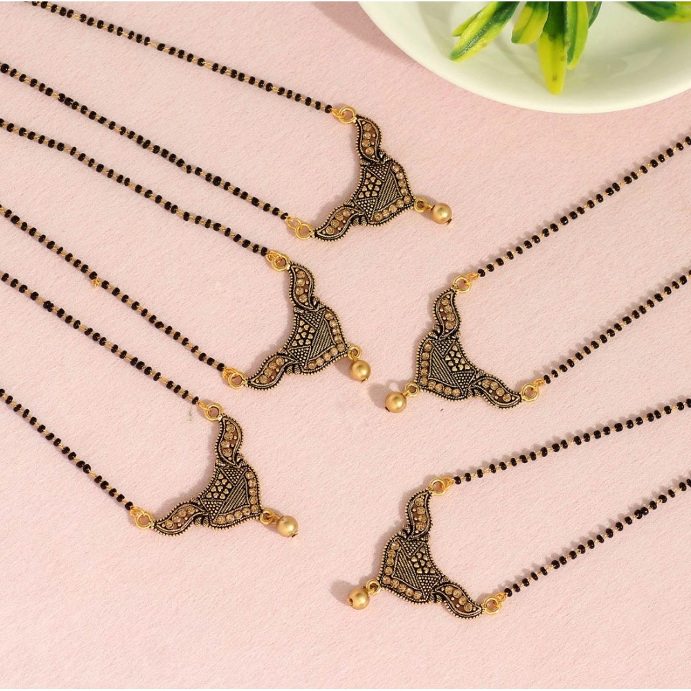 Women's Gold Color 5 Piece Of Mangalsutra Combo