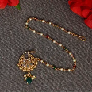 Women's Maroon & Green Color Nose Nath