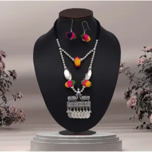Women's Multi Color Oxidised Necklace Set