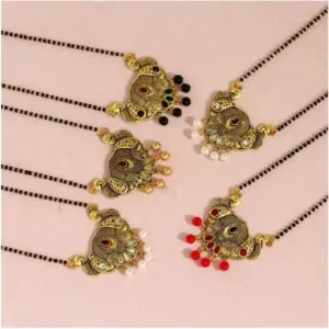 Women's Assorted Color 5 Piece Of Mangalsutra Combo