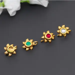 Women's Multi Color Kundan Nose Pin Combo Of 4 Pieces