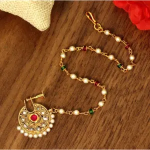 Women's Maroon & Green Color Nose Nath