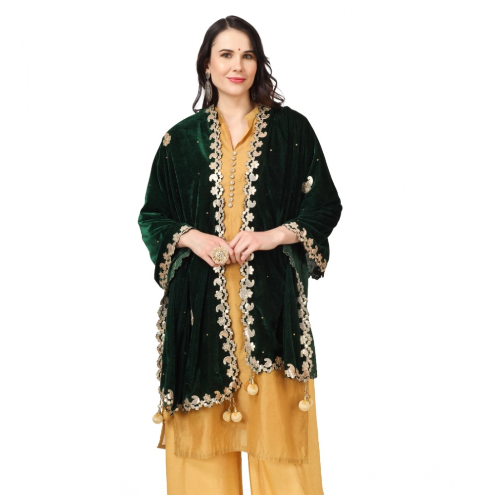 Women's Velvet Gotta Patti Dupatta (Green, Length:?2.25 to 2.50 Mtr) - Image 3