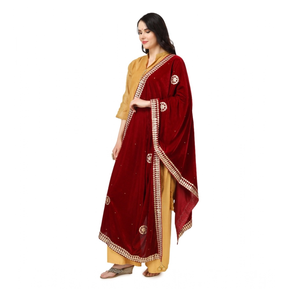 Women's Velvet Gotta Patti Dupatta (Maroon, Length:?2.25 to 2.50 Mtr) - Image 5