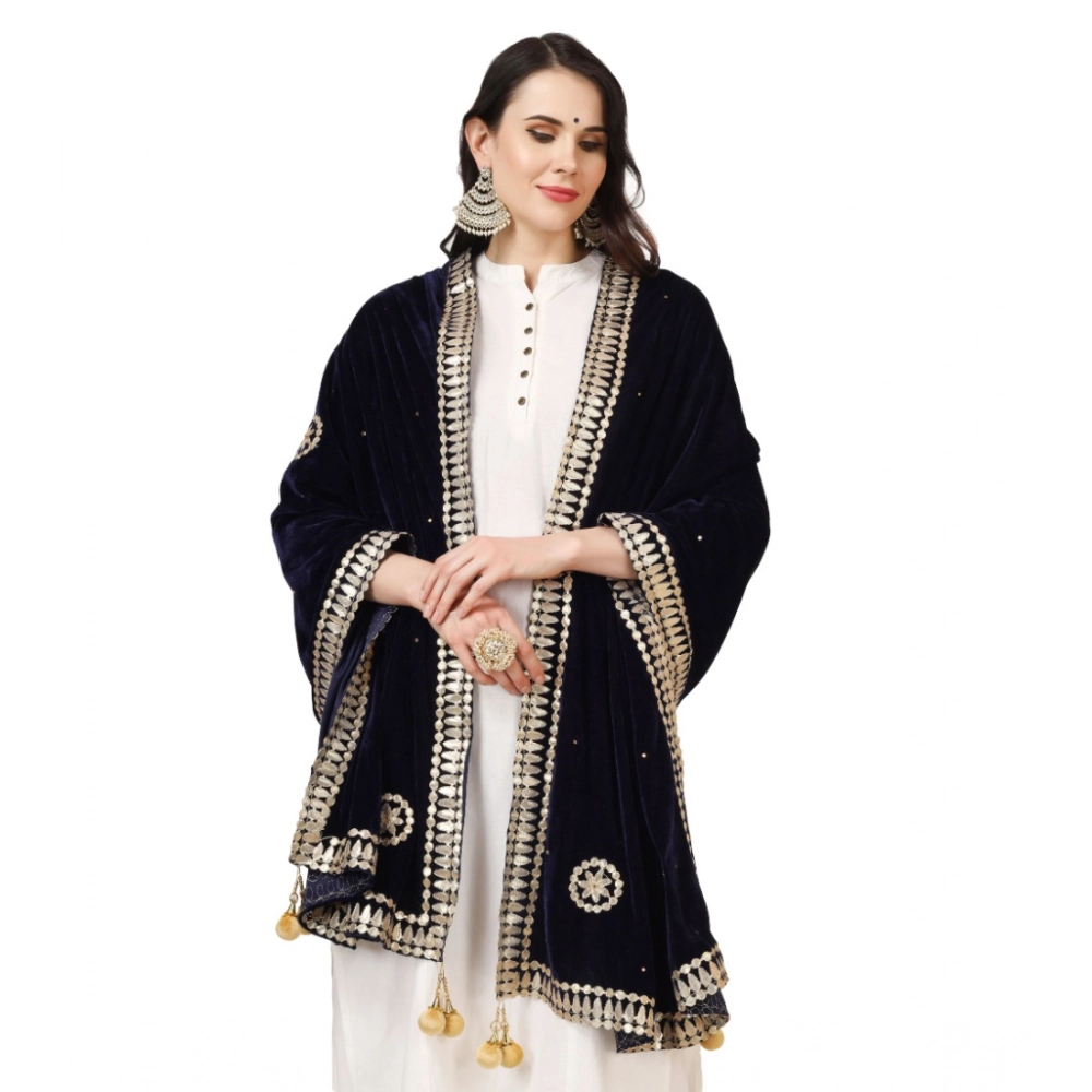 Women's Velvet Gotta Patti Dupatta (Blue, Length:?2.25 to 2.50 Mtr) - Image 3