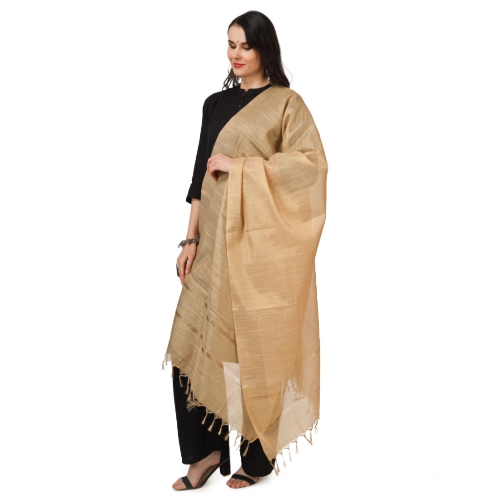 Women's Chanderi Solid Dupatta (Gold, Length:?2.25 to 2.50 Mtr) - Image 5