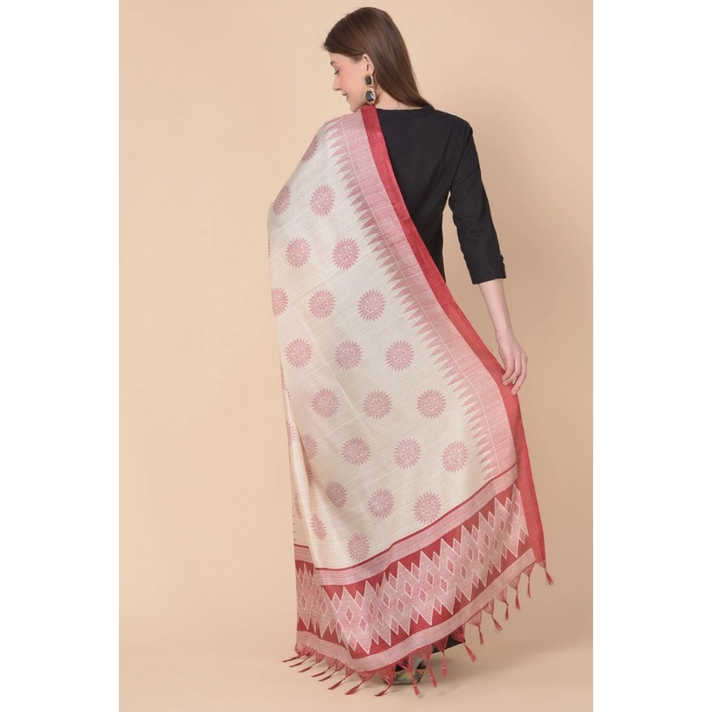 Women's Art Silk Printed Dupatta (Maroon, Length:?2.25 to 2.50 Mtr) - Image 2