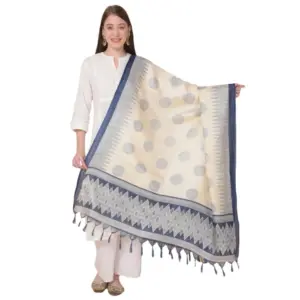 Women's Art Silk Printed Dupatta (Blue, Length:?2.25 to 2.50 Mtr)