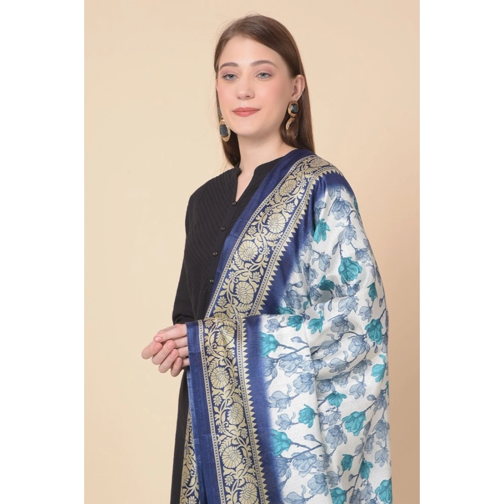 Women's Art Silk Printed Dupatta (Blue, Length:?2.25 to 2.50 Mtr) - Image 2