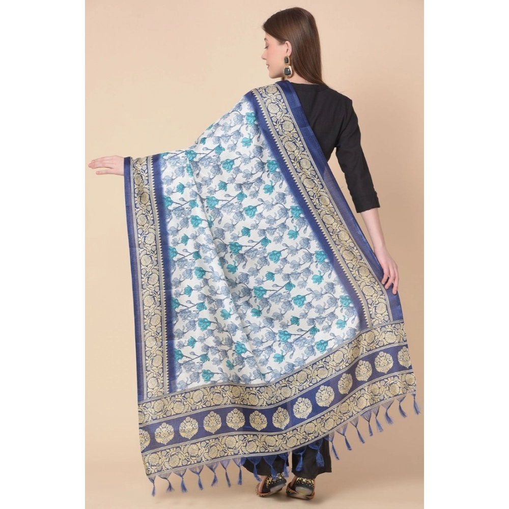 Women's Art Silk Printed Dupatta (Blue, Length:?2.25 to 2.50 Mtr) - Image 4