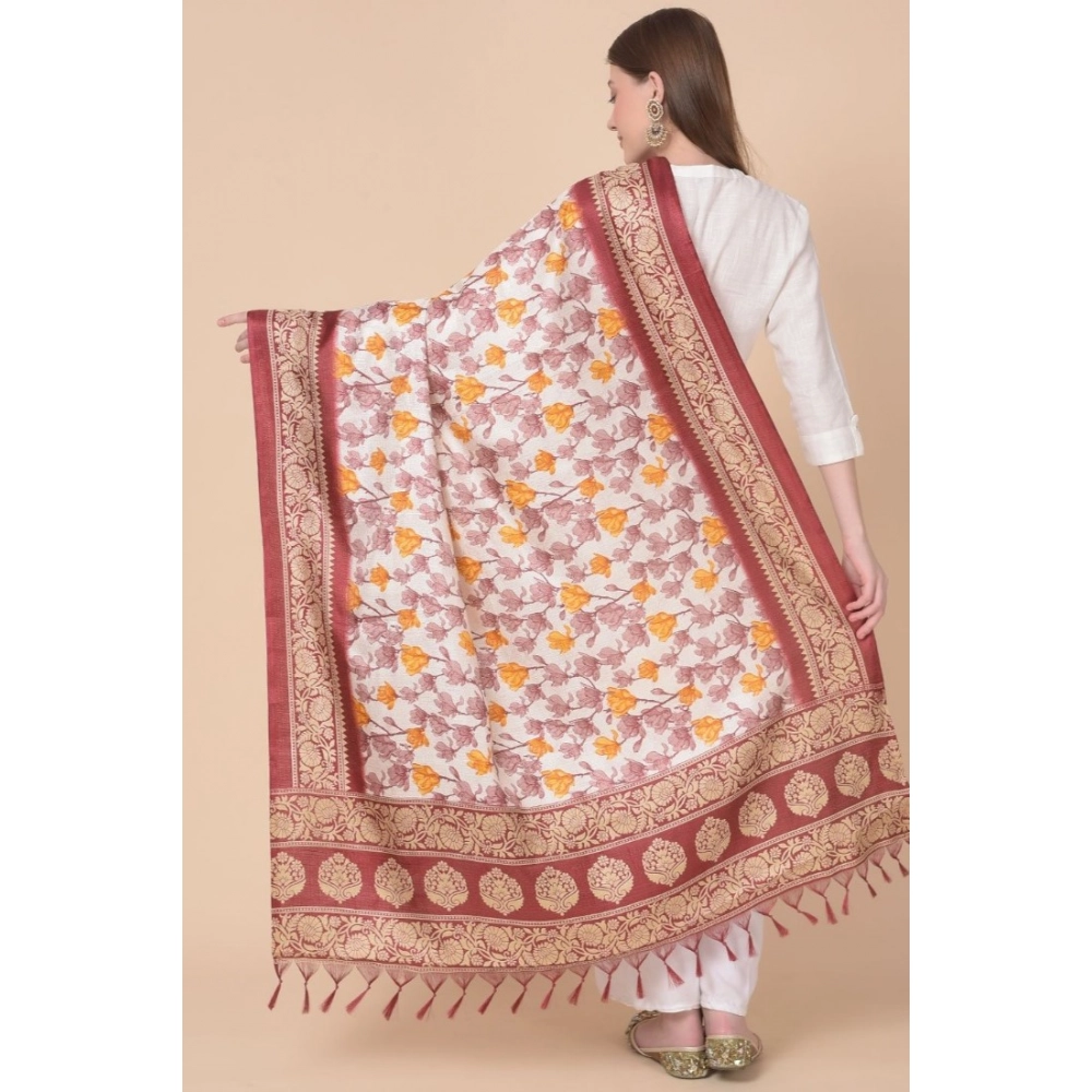 Women's Art Silk Printed Dupatta (Maroon, Length:?2.25 to 2.50 Mtr) - Image 5