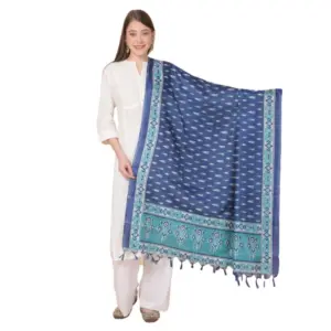 Women's Art Silk Printed Dupatta (Blue, Length:?2.25 to 2.50 Mtr)