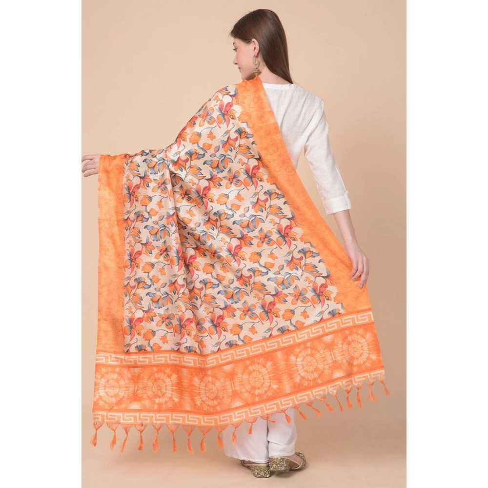 Women's Art Silk Printed Dupatta (Orange, Length:?2.25 to 2.50 Mtr) - Image 5