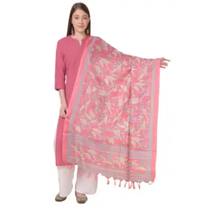 Women's Art Silk Printed Dupatta (Pink, Length:?2.25 to 2.50 Mtr)
