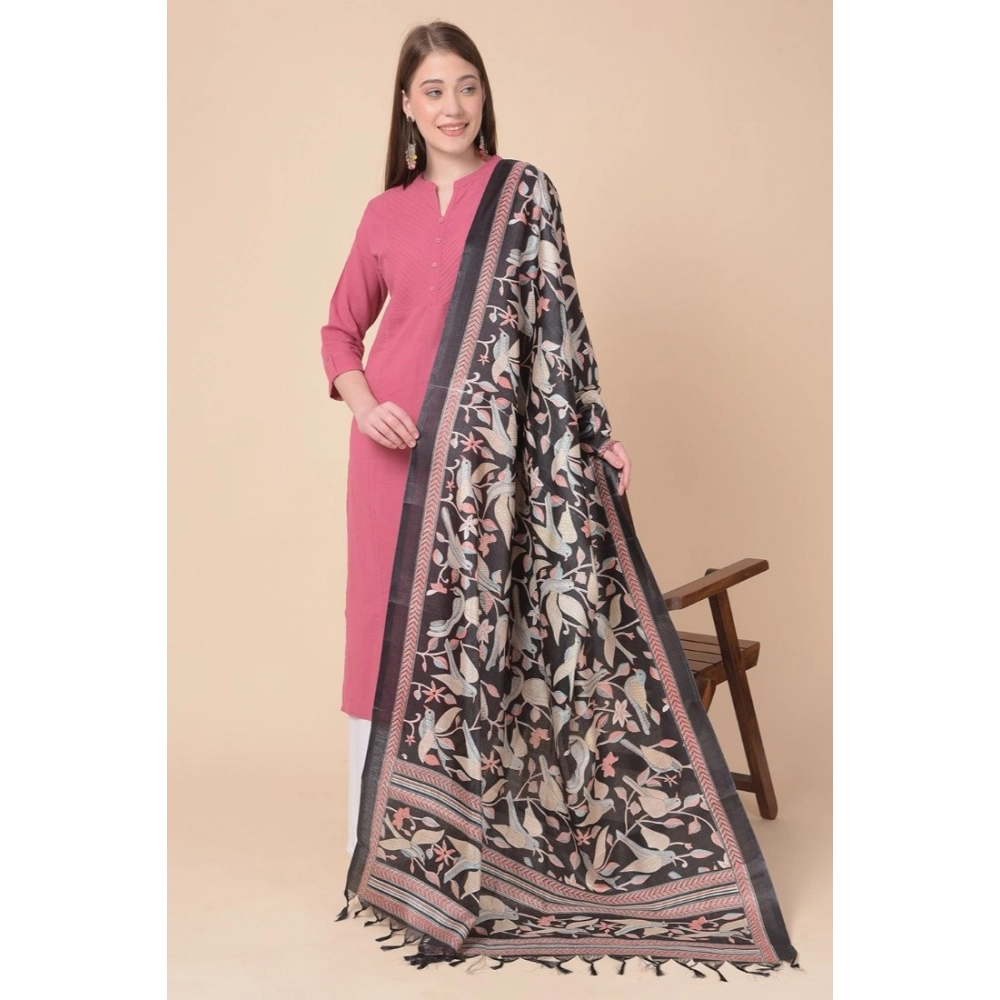 Women's Art Silk Printed Dupatta (Black, Length:?2.25 to 2.50 Mtr) - Image 3