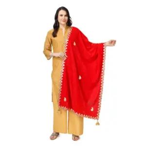 Women's Velvet Gotta Patti Dupatta (Red, Length:?2.25 to 2.50 Mtr)