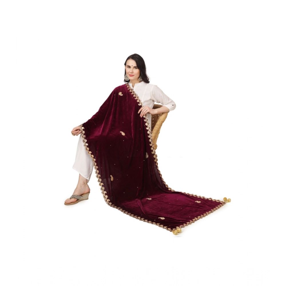 Women's Velvet Gotta Patti Dupatta (Purple, Length:?2.25 to 2.50 Mtr) - Image 2