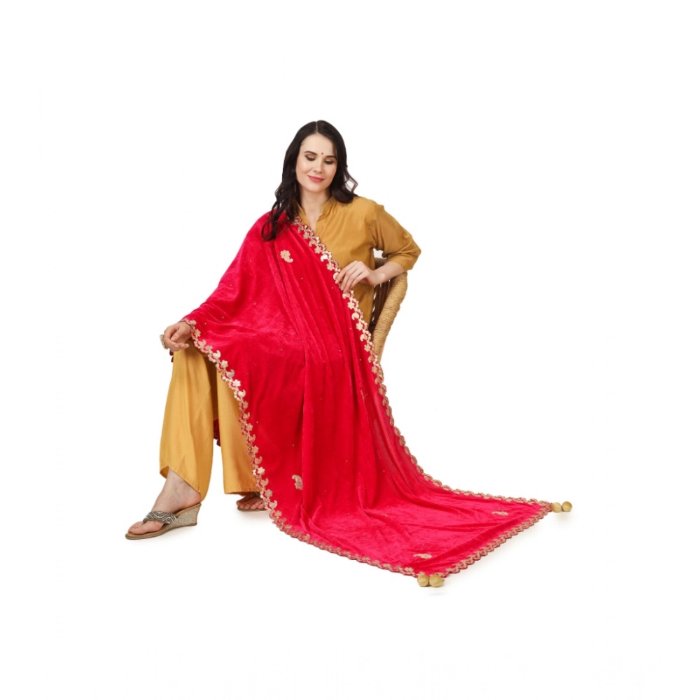Women's Velvet Gotta Patti Dupatta (Pink, Length:?2.25 to 2.50 Mtr) - Image 2