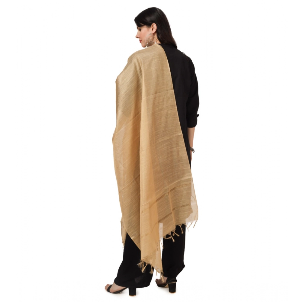 Women's Chanderi Solid Dupatta (Gold, Length:?2.25 to 2.50 Mtr) - Image 3