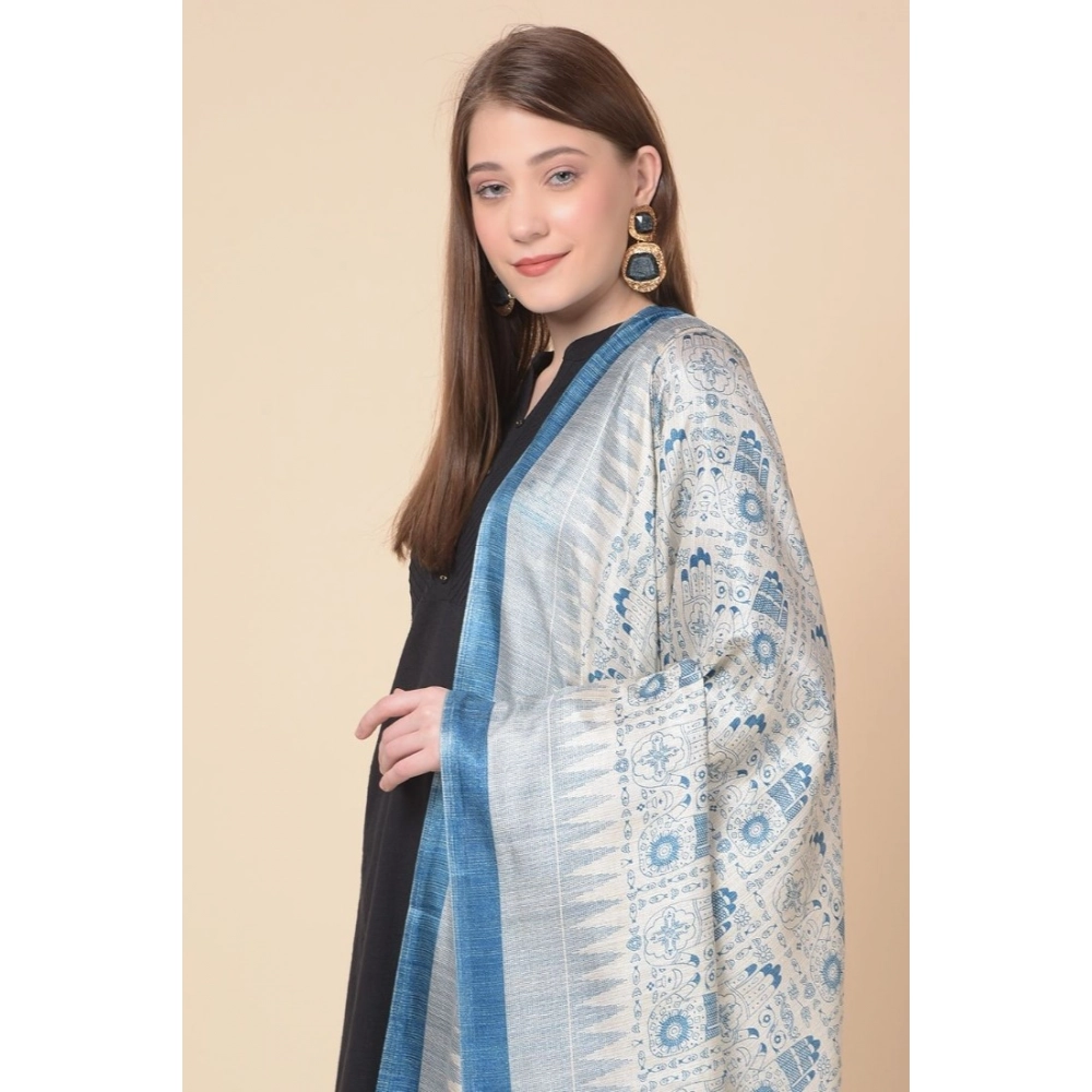 Women's Art Silk Printed Dupatta (Turquoise, Length:?2.25 to 2.50 Mtr) - Image 2