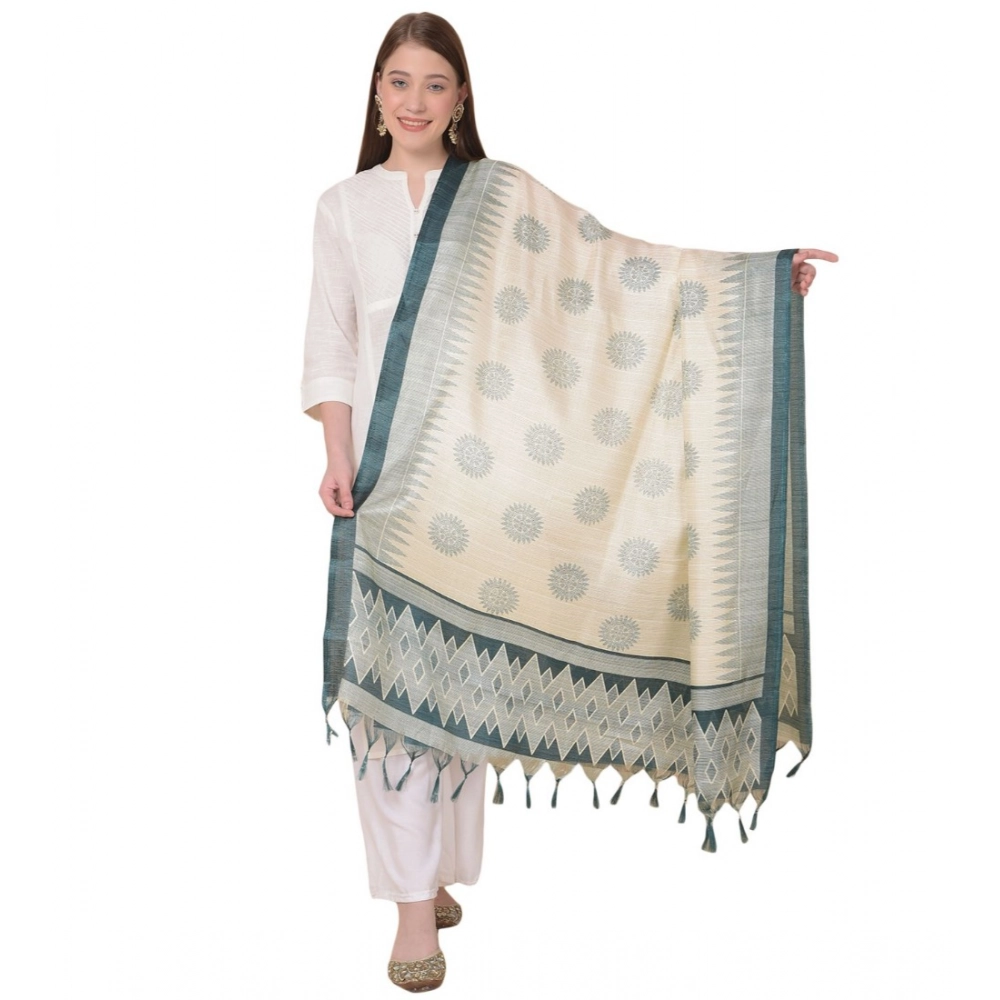 Women's Art Silk Printed Dupatta (Grey, Length:?2.25 to 2.50 Mtr)
