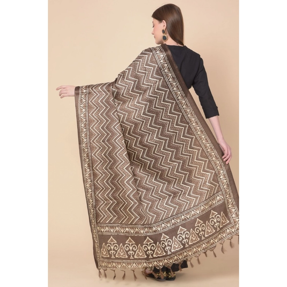 Women's Art Silk Printed Dupatta (Brown, Length:?2.25 to 2.50 Mtr) - Image 5
