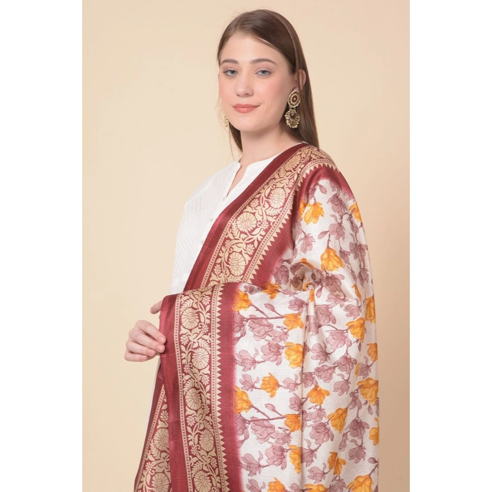 Women's Art Silk Printed Dupatta (Maroon, Length:?2.25 to 2.50 Mtr) - Image 2