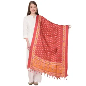 Women's Art Silk Printed Dupatta (Red, Length:?2.25 to 2.50 Mtr)