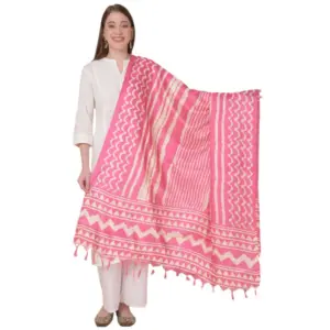 Women's Art Silk Printed Dupatta (Pink, Length:?2.25 to 2.50 Mtr)