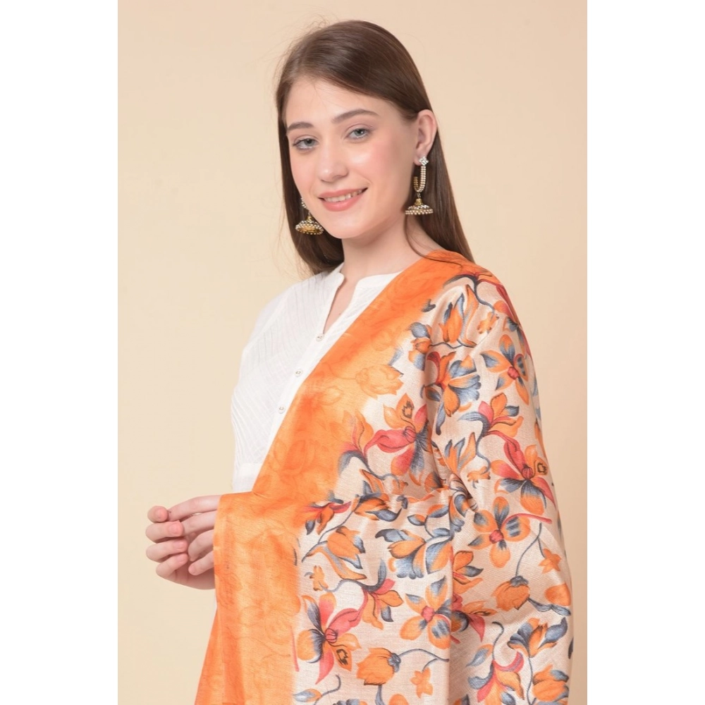 Women's Art Silk Printed Dupatta (Orange, Length:?2.25 to 2.50 Mtr) - Image 2